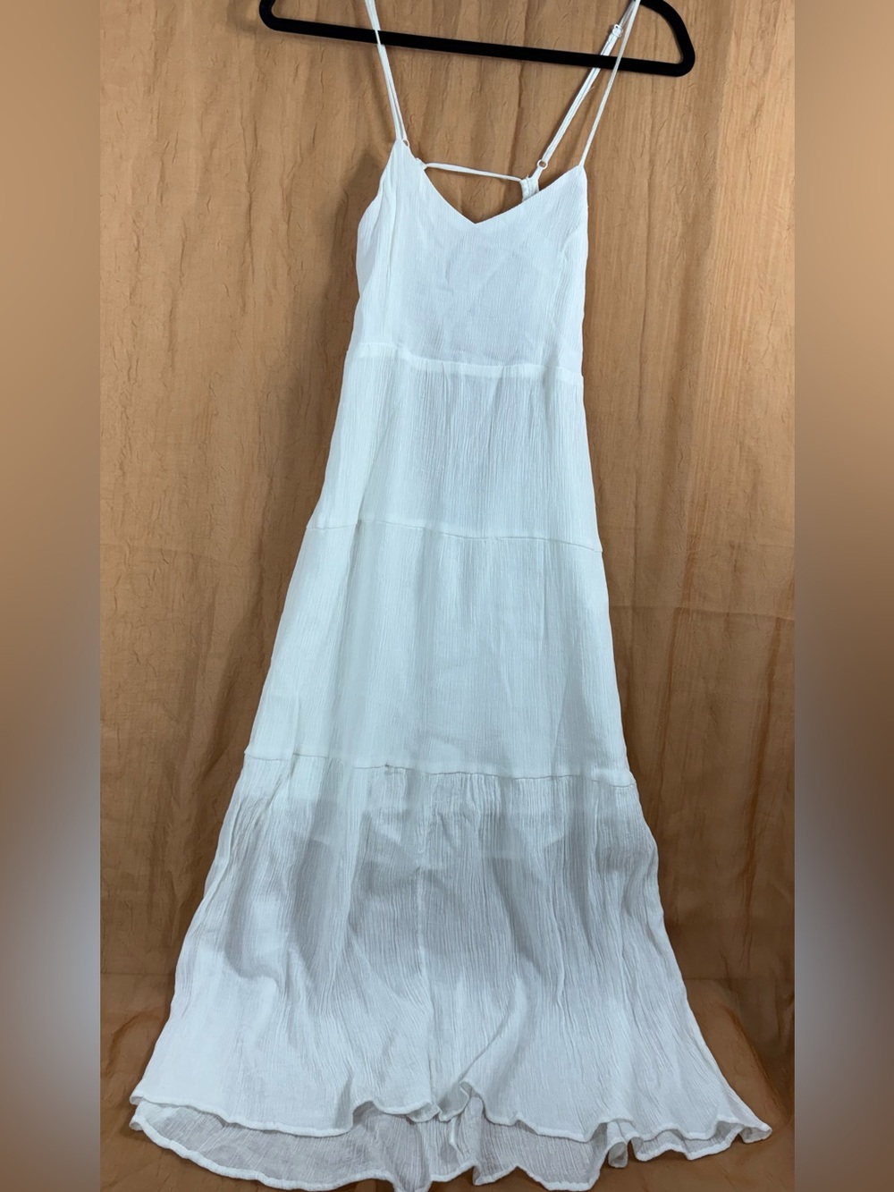 Classic White Tiered Maxi Skirt Dress with Adjustable Straps